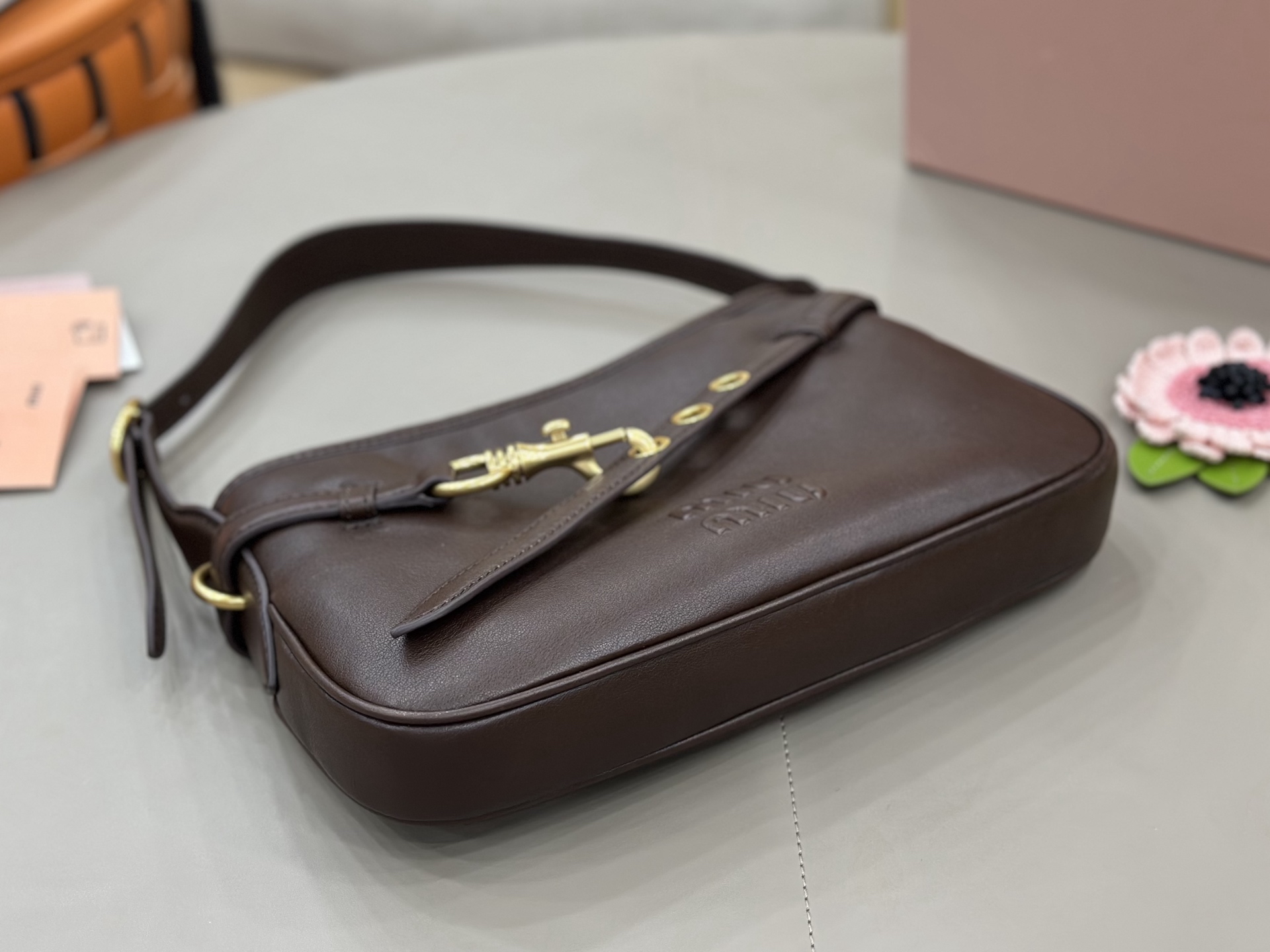 Miu Miu Leather Strap Buckle Shoulder Bag-30*18.5*4.5CM