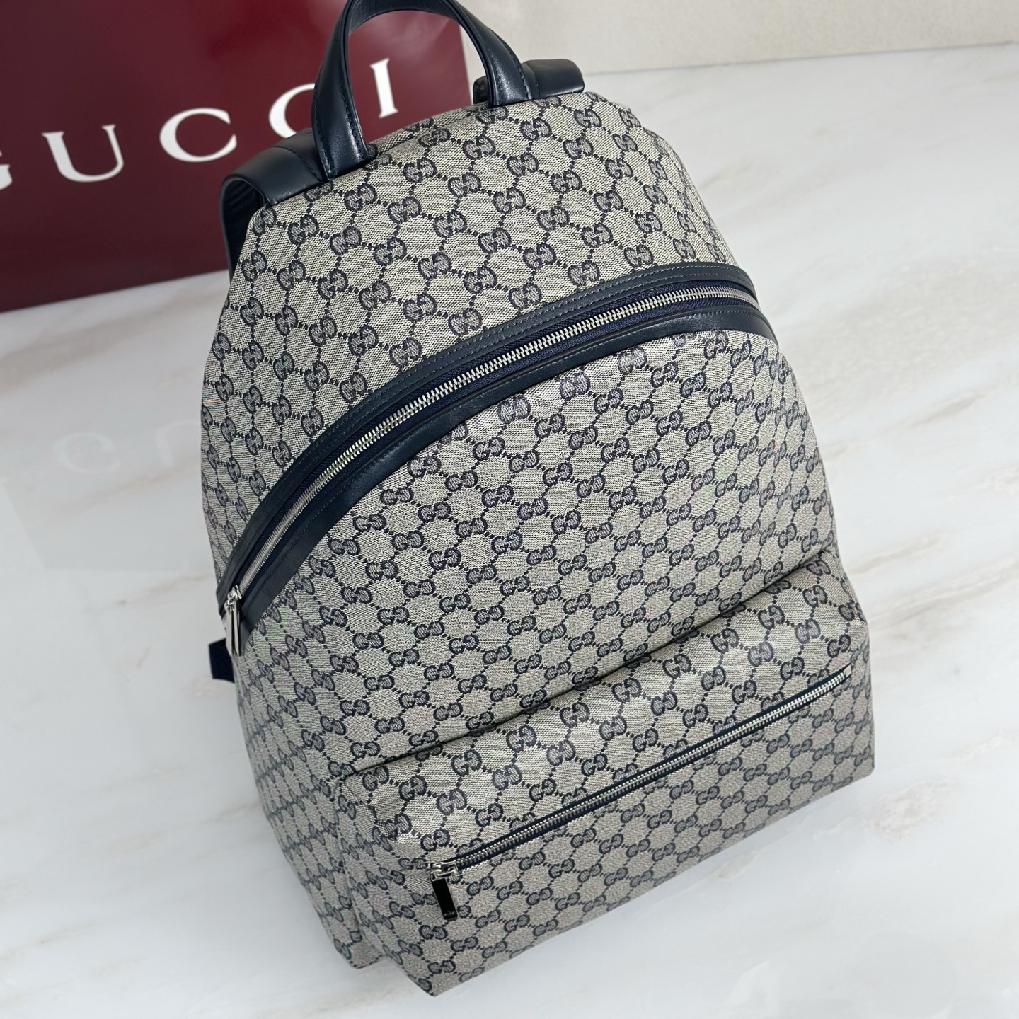 Gvc*1 Essence Classic Medium Backpack in Blue GG Canvas-34*45*17CM