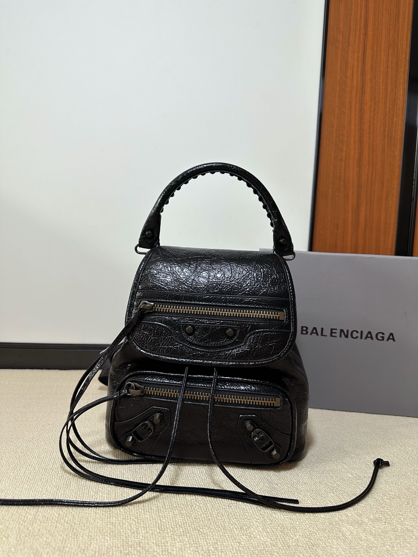 Balen*ciaga Le City Backpack Mini - Black-23.5*11*25CM