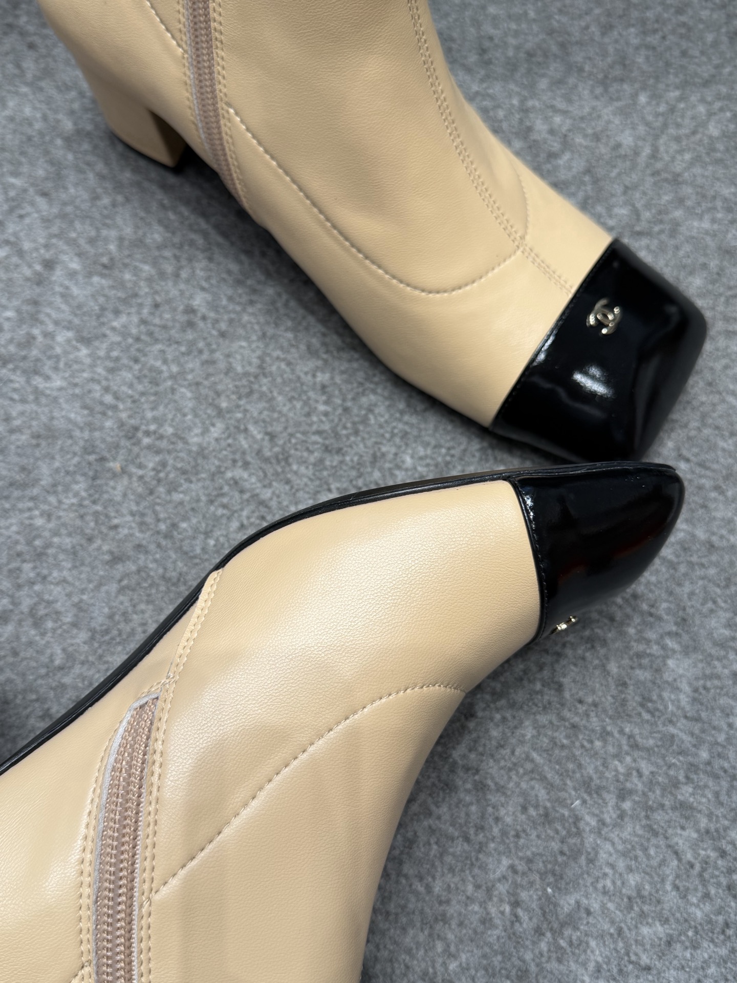 Ch@nel Stretch Lambskin Patent Boots
