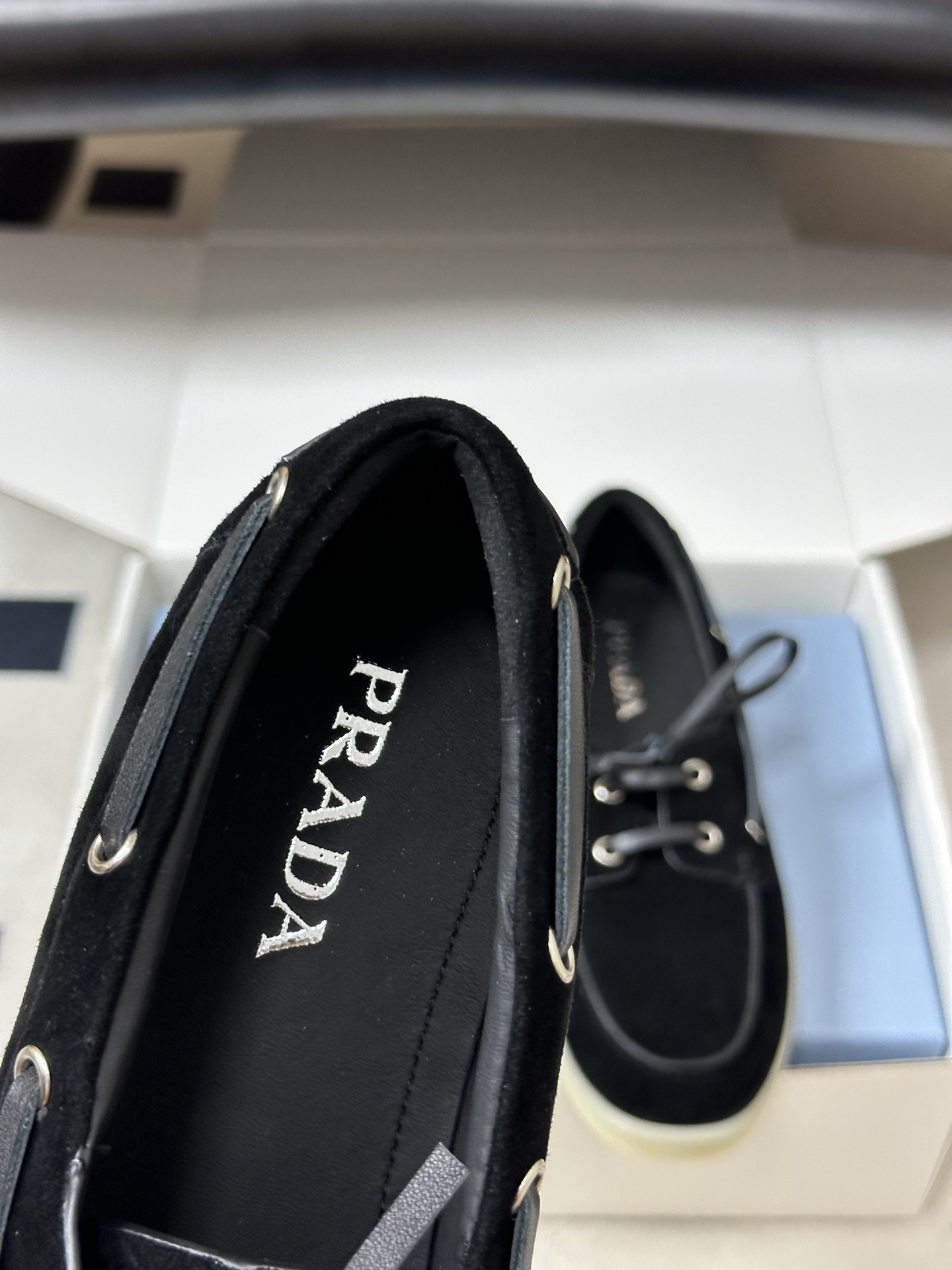 Pra*da 2026ss Suede Boat Shoes