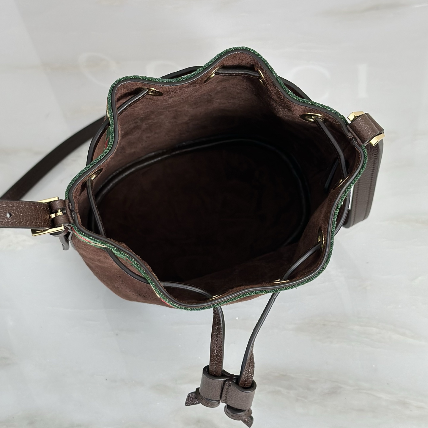 G*ucci Venice Small Bucket Bag In Brown GG Leather-15.5*19.5*10.5CM